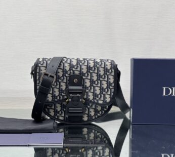 Mini Gallop Bag with Strap Beige and Black Dior Oblique Jacquard