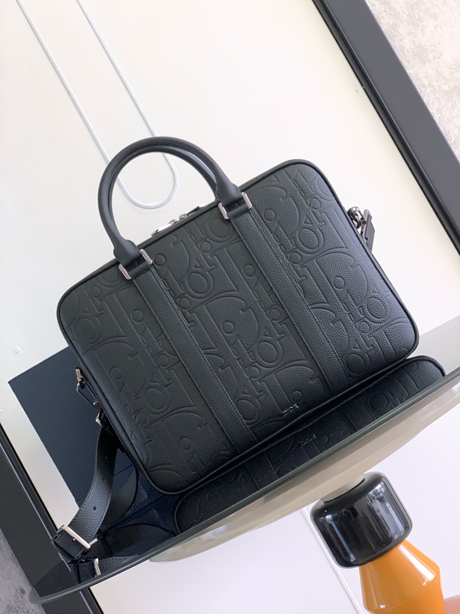 Zipped Briefcase Black Dior Gravity Leather and Black Grained Calfskin