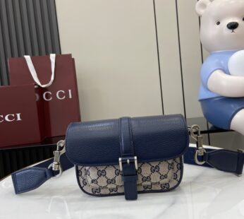 Bi-colour GG Super Mini Bag Beige and Blue