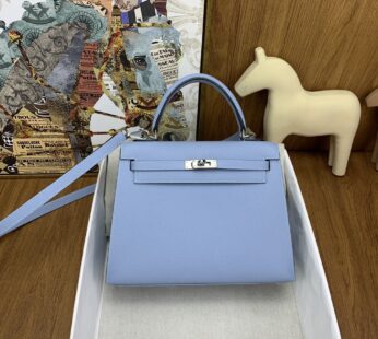 Kelly 25 Epsom Blue Celeste Palladium Hardware