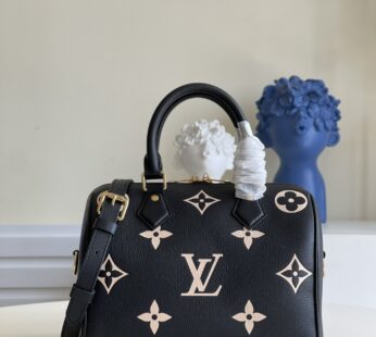 Speedy Bandoulière 25 Bicolor Monogram Empreinte Leather Black / Beige Bag