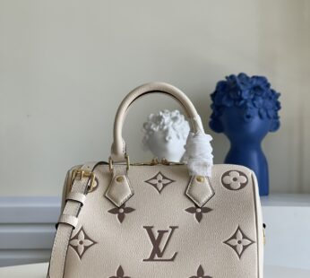 Speedy Bandoulière 25 Bicolor Monogram Empreinte Leather Cream/Dove Bag