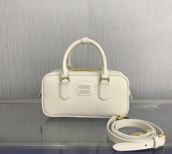 Arcadie Leather Bag Regular Wide Chalk White