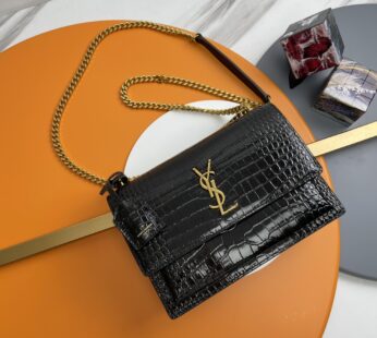 Sunset Medium In Crocodile-Embossed Leather Bag