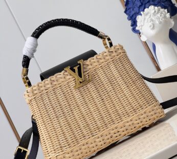 Capucines BB Cowhide and rattan Black Capucines Bag