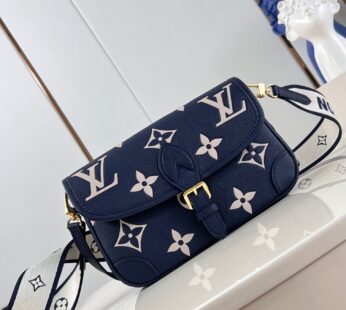 Diane PM Satchel Bag Bicolour Monogram Empreinte Leather Navy/Crème Bag