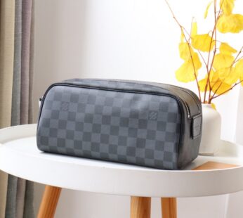 Dopp Kit Toilet Pouch Damier Graphite Canva Bag