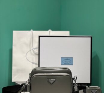 Saffiano Leather Shoulder Bag Marble Gray