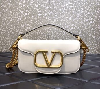 Garavani Locò Small Shoulder Bag In Calfskin Light Ivory